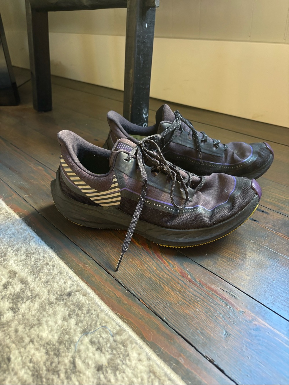Nike Men's Black and Purple Running Shoes